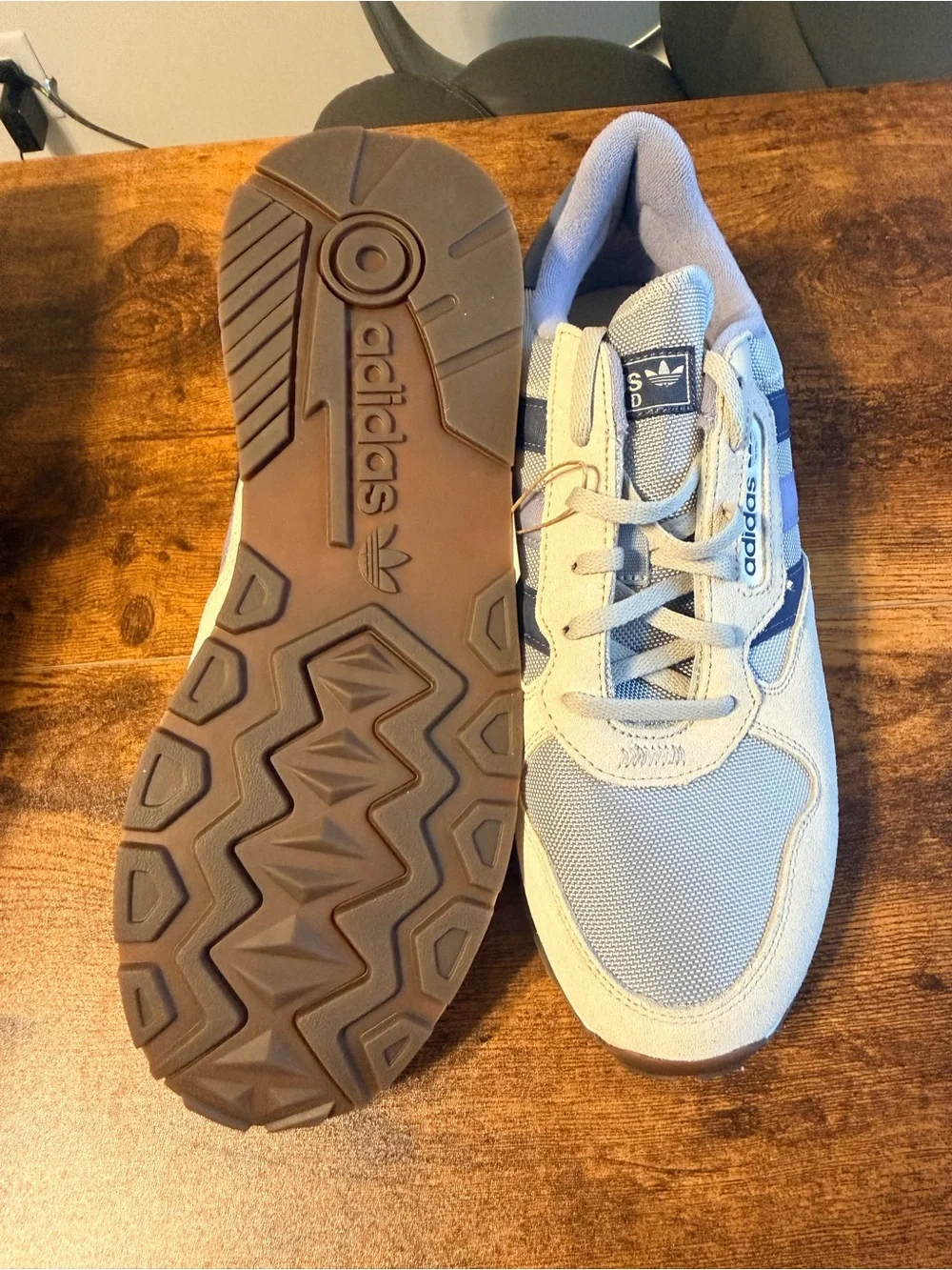 adidas Men’s Light Gray & Blue Athletic Sneakers